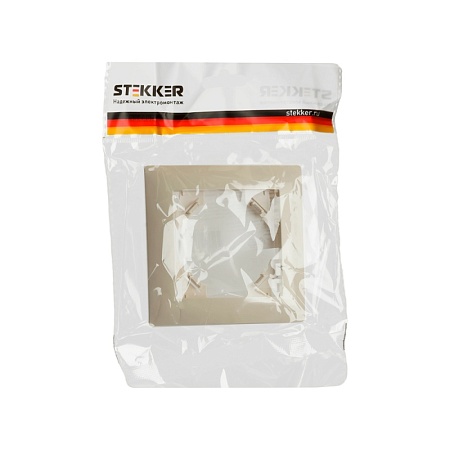 Рамка 1-местная, горизонтальная, STEKKER, PFR00-9011-02, серия Эрна Элегант, слоновая кость - фото