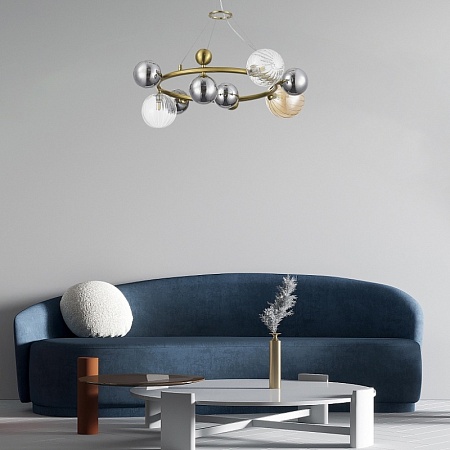 Светильник подвесной ST-Luce Латунь/Янтарный,Дымчатый,Прозрачный G9 8*5W 4000K SL1515.303.08 - фото