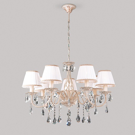 Подвесной светильник Eurosvet 3637/7 белый с золотом / прозрачный хрусталь - фото