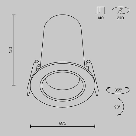 Встраиваемый светильник Technical DL125-L12-3K-B - фото