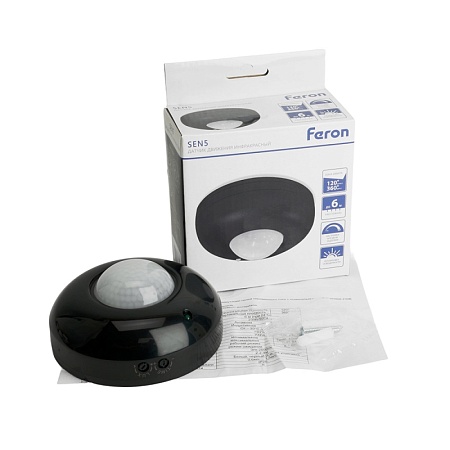 Датчик движения 1200W 6m  120°(гориз.) 360°(верт.) черный SEN5/LX20B - фото