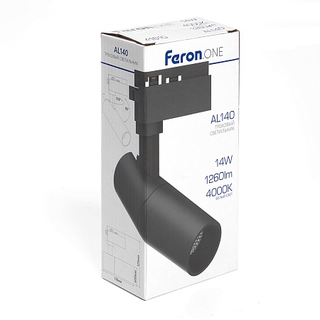 Светодиодный светильник Feron.ONE AL140 трековый однофазный на шинопровод 32W 4000K 35 градусов  черный - фото
