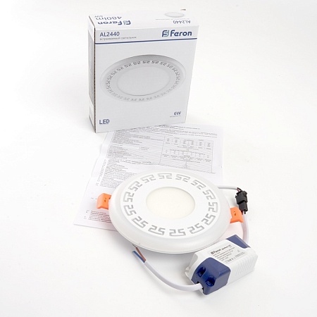 Светодиодный светильник Feron AL2440 встраиваемый 6W 4000K и подсветка 4000К белый - фото