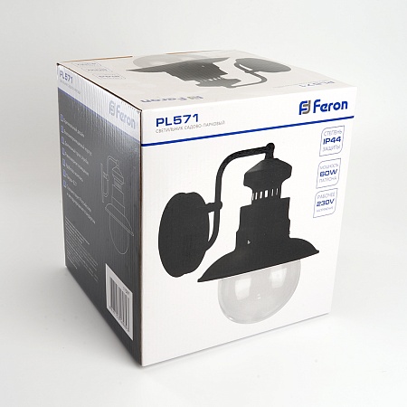 Светильник садово-парковый Feron PL571 на стену вниз 60W 230V E27, черный - фото