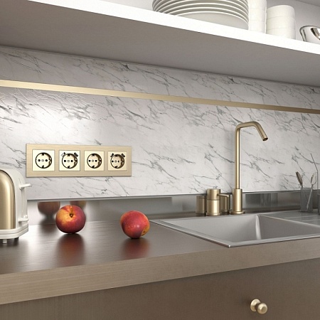 Рамка из металла на 4 поста Аluminium шампань алюминий W0041711 - фото