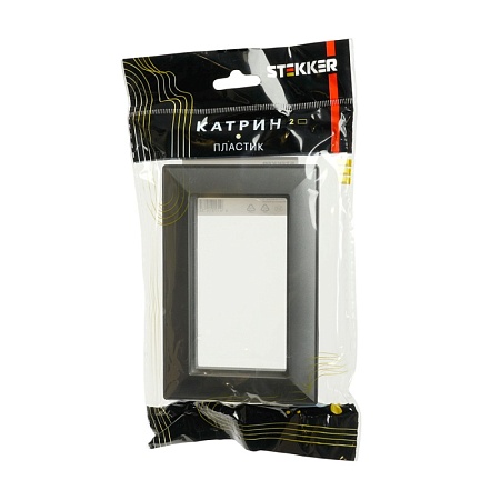 Рамка  2-местная (без перемычки),  пластик, STEKKER, PFR00-7012-06, серия Катрин, графит - фото