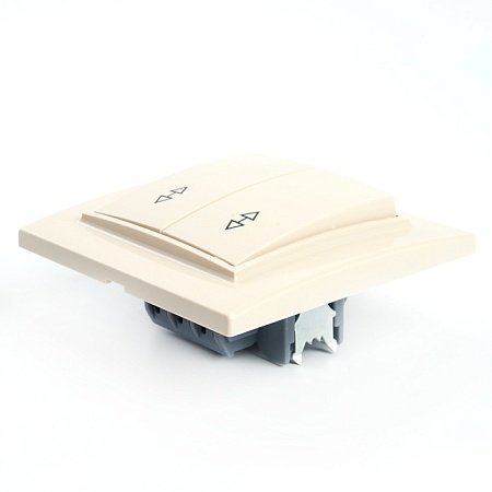 Переключатель 2-клавишный STEKKER  PSW10-9008-02, 250В, 10А, серия Эрна, слоновая кость - фото