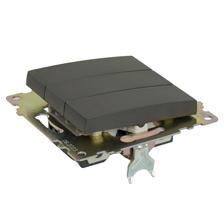 Выключатель 3-клавишный (механизм), 250В, 10А, серия Катрин, графит, GLS10-7108-06 - фото