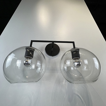 Бра Rh Utilitaire Globe Shade Double Sconce Black Imperiumloft 123272-22 - фото