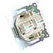 Розетка компьютерная 2-местная RJ-45 (механизм) STEKKER GLS00-7109-08, серия Катрин, золото - фото
