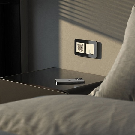 Рамка на 2 поста Elite (черный, стекло) W0022448 - фото