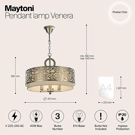 Подвесной светильник Maytoni Venera H260-03-N - фото