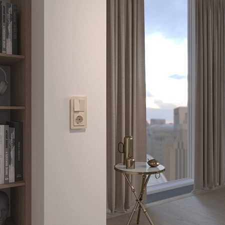 W1122043/ Выключатель двухклавишный проходной (айвори акрил) W1122043 - фото