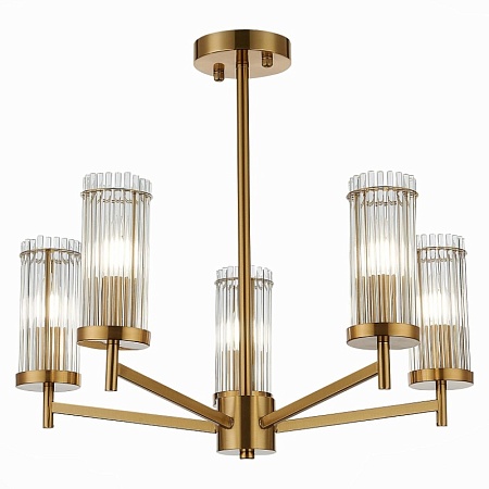 Люстра потолочная ST-Luce Латунь/Прозрачный E14 5*60W SL1233.302.05 - фото