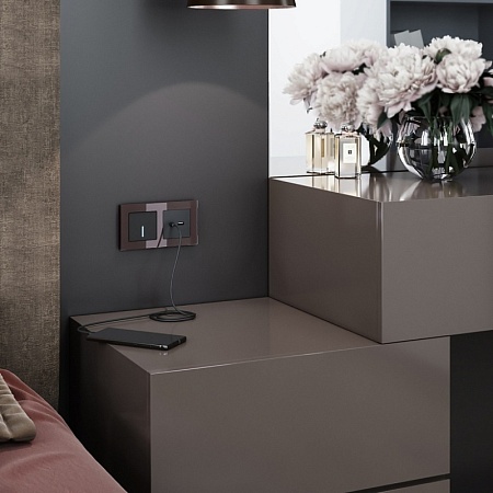 Розетка USB тип A+С черный матовый W1171808 - фото