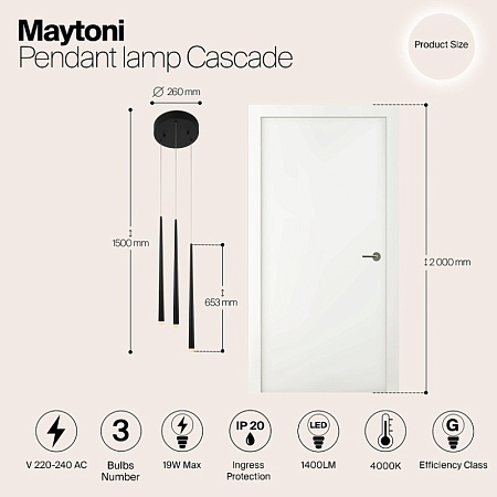 Подвесной светильник Maytoni Cascade MOD132PL-L28BK1 - фото