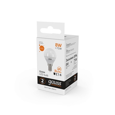 Светодиодная лампа Gauss Шар 12W 920Lm 4100K E14 53122 - фото