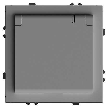 Розетка 1-местная с крышкой с защ. штор, STEKKER, с/з, 250В, 16А, серия Эмили, RST16-5112-10, платиново-серый, soft touch - фото