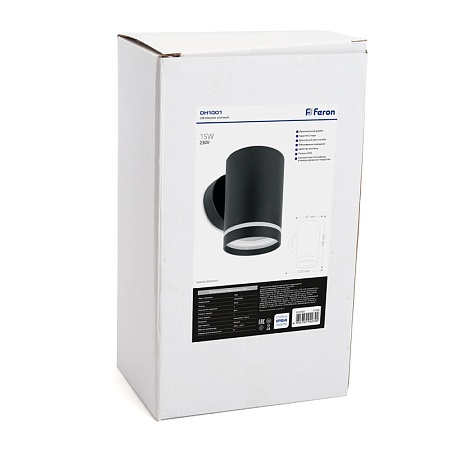 Светильник садово-парковый Feron DH1001, на стену,  GX53, 230V, черный - фото
