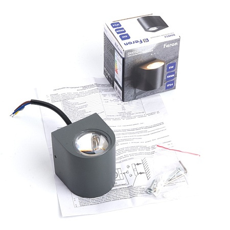 Светильник уличный светодиодный Feron DH052, 6W, 400Lm, 3000K, серый - фото