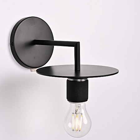 Бра Rh Utilitaire Knurled Disk Shade Sconce Black Imperiumloft 123281-22 - фото