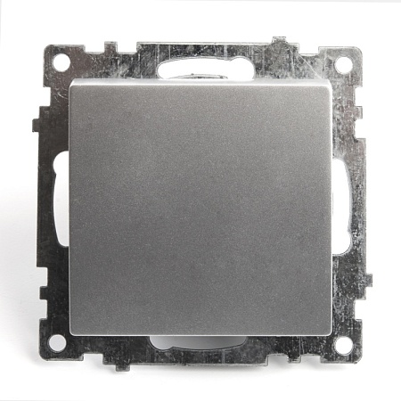 Выключатель 1-клавишный (механизм), STEKKER GLS10-7103-03, 250V, 10А, серия Катрин, серебро - фото