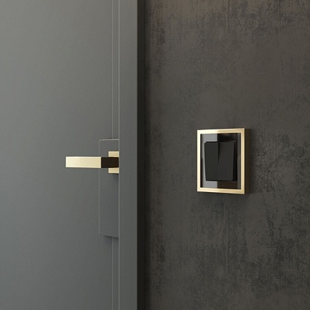 Рамка на 1 пост Baguette (черный/латунь) W0012852 - фото