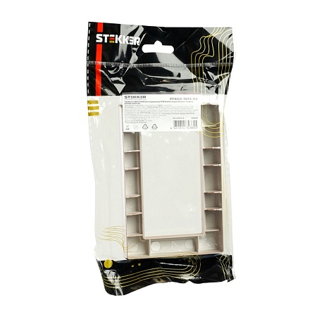 Рамка  2-местная (без перемычки),  пластик, STEKKER, PFR00-7012-02, серия Катрин, шампань - фото