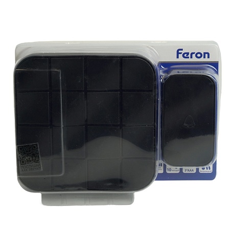 Звонок дверной беспроводной Feron E-378 Электрический 10 мелодий чёрный с питанием от батареек - фото