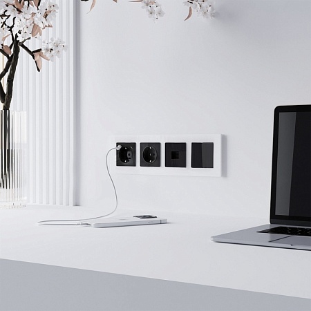 Розетка Ethernet RJ-45 (черный акрил) W1181048 - фото