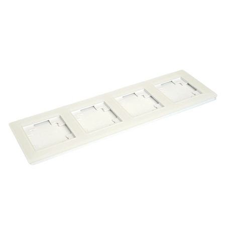 Рамка 4-местная, стекло, STEKKER, GFR00-7004-01, серия Катрин, белый матовый - фото