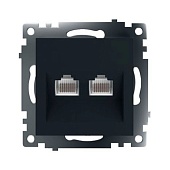 Розетка компьютерная 2-местная RJ-45 (механизм) ,STEKKER ,GLS00-7109-05, серия Катрин, черный