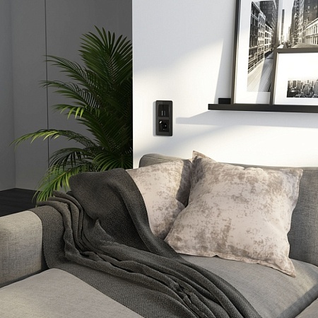 Рамка на 2 поста Elite (черный, стекло) W0022448 - фото