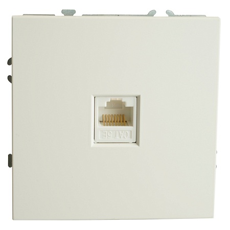 Розетка компьютерная 1-местная RJ-45 (механизм), STEKKER, серия Эмили, RST00-5117-01, белый фарфор, soft touch - фото