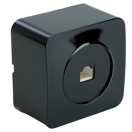 Розетка RJ-45 открытой установки, 1-местная, STEKKER, серия София, черный, MST00-20-02 - фото