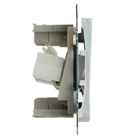 Розетка компьютерная 2-местная RJ-45 (механизм) STEKKER GLS00-7109-03 , серия Катрин, серебро - фото