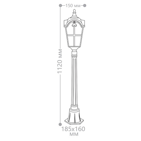 Светильник садово-парковый Feron PL107  четырехгранный, столб 60W 230V E27, черное золото - фото