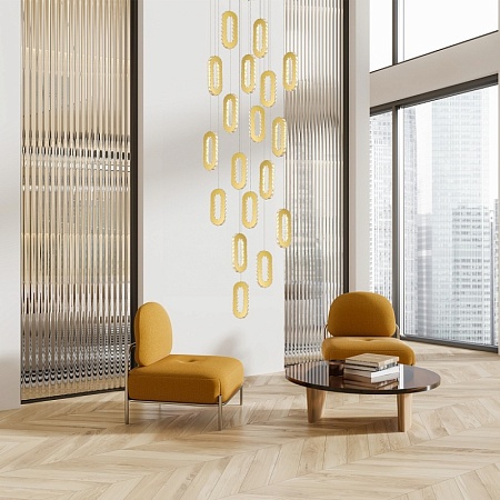 Светильник подвесной ST-Luce Золотистый/Золотистый, Прозрачный LED 18*9W 3000K SL6506.203.18 - фото