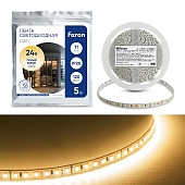 Светодиодная LED лента Feron LS501, 120SMD(2835)/м 11Вт/м 24V 5000*8*1.22мм 3000К IP20