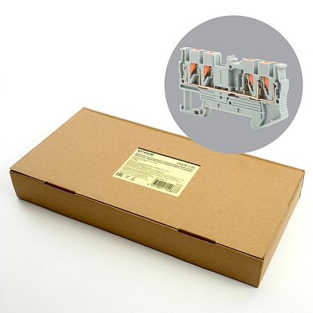 Зажим пружинный, 4-проводной проходной ЗНИ - 2,5 ,JXB PT 2,5 , серый LD574-1-25 - фото