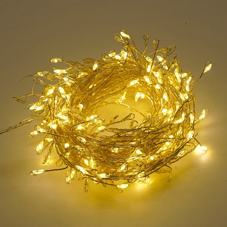 Светодиодная гирлянда Кластер (на проволоке) Feron CL584 линейная 400 LED 12м 2700К, c питанием от сети 230V, прозрачный шнур - фото