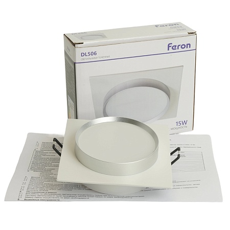 Светильник встраиваемый Feron DL506 потолочный GX53 белый + серебро квадрат - фото