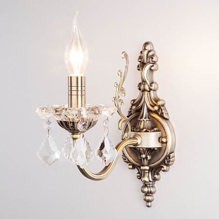 Настенный светильник Eurosvet 3281/1 античная бронза / прозрачный хрусталь - фото