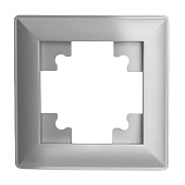 Рамка STEKKER, PFR00-7001-03 1-местная, пластик, серия Катрин, серебро