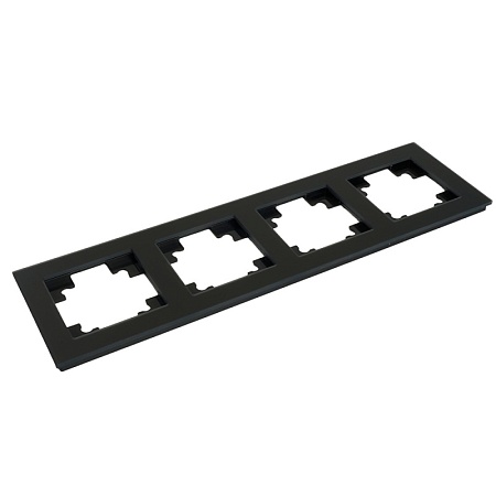 Рамка 4-местная, стекло, STEKKER GFR00-7004-05М, серия Катрин, черный матовый - фото