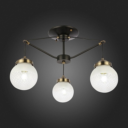 Светильник потолочный Черный, Бронза/Прозрачный, Белый E27 3*60W SLE110302-03 - фото