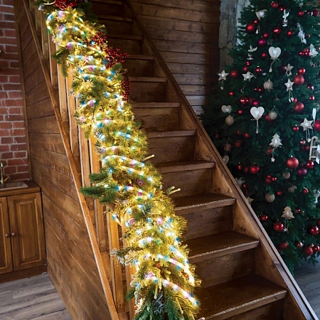 Светодиодная гирлянда Feron CL587 линейная Мини Дюралайт мультиколор с контроллером, 15м, c питанием от сети 220V - фото