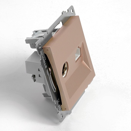 Розетка телевизионная 1-местная (механизм), STEKKER GLS00-7106-02, 75 Ом, 5-862МГц, серия Катрин, шампань - фото