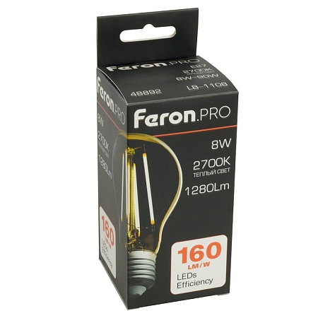Лампа светодиодная Feron.PRO LB-1108 Шар E27 1280LM 8W 175-265V 2700K - фото