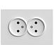 Розетка 2-местная с защитной шторкой, STEKKER, б/з, 250В, 16А, серия Эмили, RST16-5116-01, белый фарфор, soft touch - фото